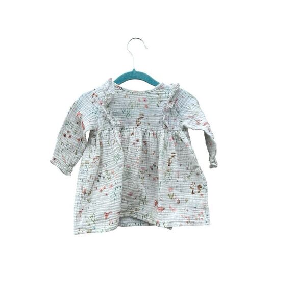 Elegant Baby MEADOW ORGANIC MUSLIN DRESS size 0 to 3 months . Boho confy soft - Picture 1 of 5